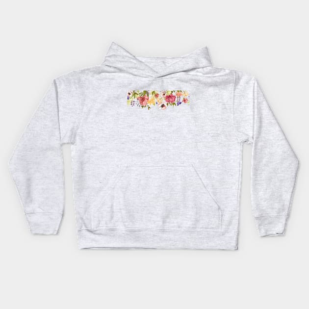 Pink Floral Flower Drop Kids Hoodie by ColorFlowCreations